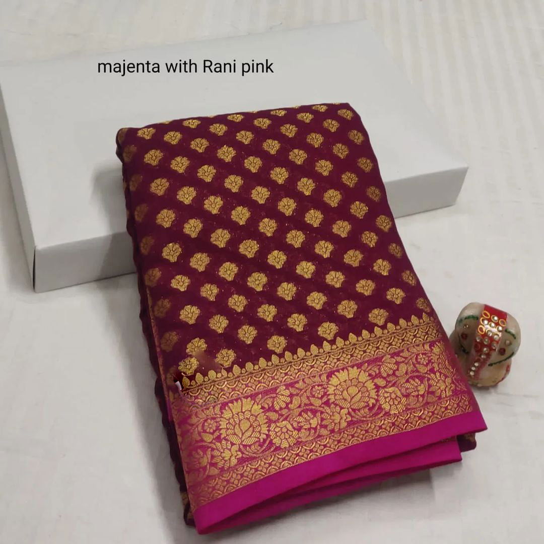Ritika Gold Zari Pure Khadi Georgette Sarees Catalog
